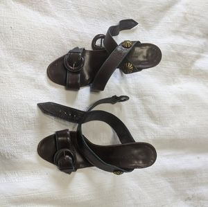 Manolo Blahnik Brown Ankle Wrap Heels